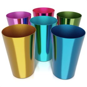 6 Pcs Aluminum Tumblers 15 oz Lightweight Durable and Reusable Metal Cups Vibrant Festive Colors for Hot and Cold Beverages Sturdy Anodized Desig