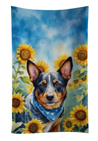 Australian Cattle Dog in Sunflowers Kitchen Towel Dish Cloths Guest Hand Towel Decorative Bathroom Towel for Face,Tea, Dishcloth, Kitchen and Bat