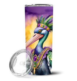 Pelican Mardi Gras Stainless Steel Skinny Tumbler Vacuum Double Walled Reusable Insulated Tumbler Travel Cup for Coffee Cocktails Gift with Lid,