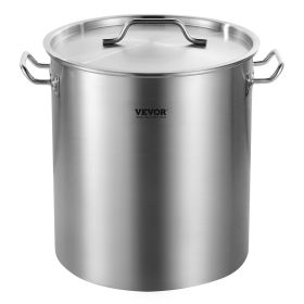 VEVOR Stainless Steel Stockpot, 42 Quart Large Cooking Pots, Cookware Sauce Pot with Strainer, Lid, and Handle, Heavy Duty Commercial Grade Stock