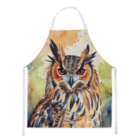 Eurasian Eagle Owl Apron Cooking Kitchen Server Baking Crafts Gardening for Adult Women Men, Unisex, Large, Multicolor