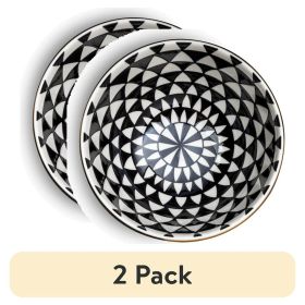 (2 pack) Stoneware Bowl, Black & White, Medallion Collection
