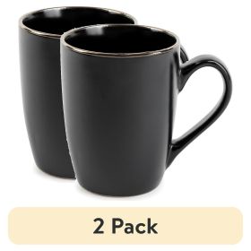 (2 pack) Stoneware Mug 14oz, Black Onyx Collection
