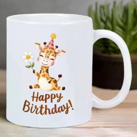 HAPPY BIRTHDAY Giraffe Ceramic Coffee Mug - Reusable, Insulated, Hand-Wash Only - Perfect for Coffee Lovers,