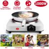 1000W Electric Infrared Single Burner Portable Heating Hot Plate Stove Countertop RV Hotplate with 7.5” Glass Cooktop Stepless Temperature Adjustments