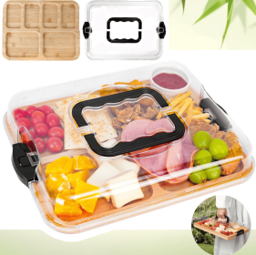 Charcuterie Board With Clear Lid, Travel Portable Cheese Board Charcuterie Boxes Cutting Boards For Kitchen, House Warming Gifts New Home, Gifts (Option: Style2)