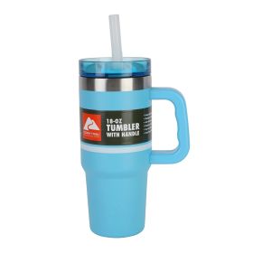 18 oz Insulated Stainless Steel Tumbler with Handle, New Lilac (Color: Aqua Stripes)