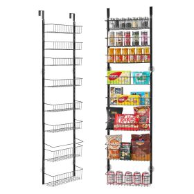 8-Tier Over the Door Pantry Organizer Hanging Storage Rack Adjustable Kitchen (Number of Layers: 8, Color: Black)