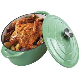 Cast iron soup POTS are suitable for various tools, such as ceramic, gas, induction cookers or barbecue grills. It can be used for cooking (Color: Light Green)