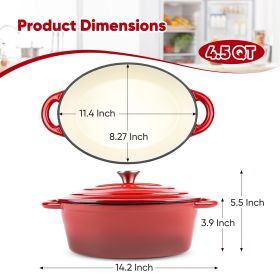 Cast iron soup POTS are suitable for various tools, such as ceramic, gas, induction cookers or barbecue grills. It can be used for cooking (Color: Gradient red)