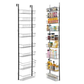 9-Tier Over the Door Pantry Organizer Hanging Storage Rack Adjustable Kitchen (Number of Layers: 9, Color: Black)