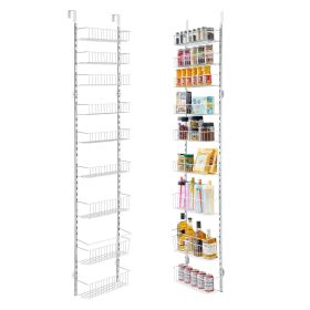 9-Tier Over the Door Pantry Organizer Hanging Storage Rack Adjustable Kitchen (Number of Layers: 9, Color: White)