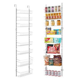8-Tier Over the Door Pantry Organizer Hanging Storage Rack Adjustable Kitchen (Number of Layers: 8, Color: White)